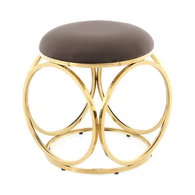 Produktbild von QIYANO Hocker Kalanta Taupe - Design-Hocker, Metallgestell,  weiche Polsterung