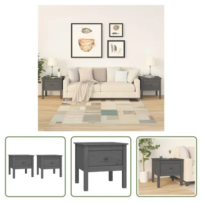 Produktbild von The Living Store Beistelltische 2 Stk. Grau 50x50x49 cm Massivholz Kiefer