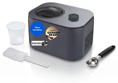 Produktbild von MEDION Eismaschine, Kapazität für 1 L Eis, kein Vorkühlen notwendig, LED-Display mit Sensor-Touch, entnehmbarer Aluminium-Eisbehälter, geeignet für die Zubereitung von Eiscreme, Joghurt und Slush Eis