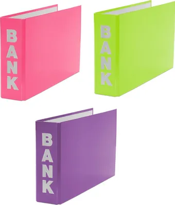 Produktbild von 3x Bankordner / 140x250mm / für Kontoauszüge / je 1x hellgrün, pink, lila