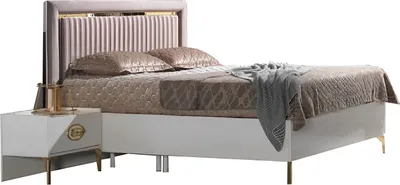 Productafbeelding van Schlafzimmer Set Bett + 2x Nachttische Bettset modernes Beige Möbel Set 3tlg.