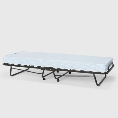Immagine prodotto di Letto pieghevole con materasso e doghe in microfibra 80x190cm Demetra - Azzurro