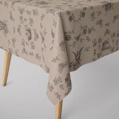 Produktbild von SCHÖNER LEBEN. Tischdecke Engel Rosen Vogel natur schwarz div. Größen Größe 130x240cm