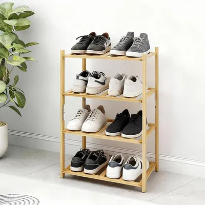 Produktbild von Schuhregal Bambus 4 Ebenen 44x28x61 cm Mehrzweckregal