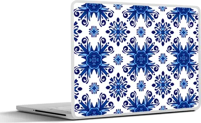 Produktbild von MuchoWow® Laptop Aufkleber Sticker Cover Fliese - Blume - Blau - Muster 32.5x23.5 cm - Sticker für Laptop - Selbstklebend