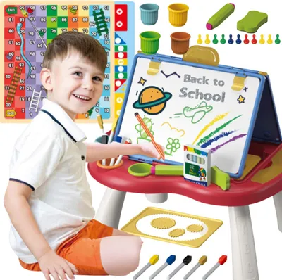 Immagine prodotto di Tavolo Educativo Con Lavagna Bifacciale + Giochi + Accessori