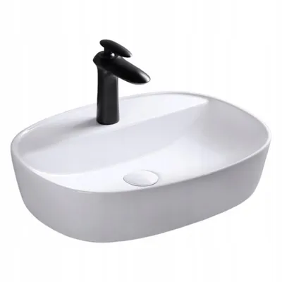 Immagine prodotto di Lavabo da appoggio in Vetroceramica bianca lucida da posizionare sul piano di lavoro 60x40x12 cm