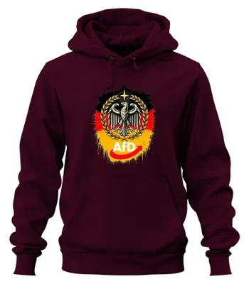 Obrázok produktu pre AfD Nemecko, vlastenecký dizajn, nemecký orol, výrok, sarkastický motív, mikina s kapucňou, bordová farba, veľkosť 3XL
