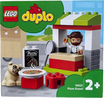 Image de LEGO 10927 DUPLO Stand à pizza, jouet pour les jeunes enfants de 2 ans et plus, jeu de construction en grandes briques avec pizza et personnage de chien