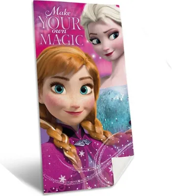 Produktbild von Disney Frozen Kinder Handtuch Badehandtuch Strandtuch mit Anna & Elsa, 70x140 cm, pink