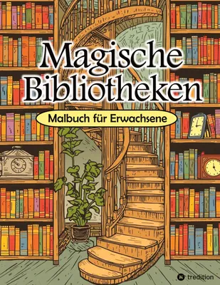 Produktbild von Malbuch Bibliothek - Magische Bibliotheken - Fantasy Malbuch für Erwachsene - Ausmalbuch für Stressabbau & Achtsamkeit