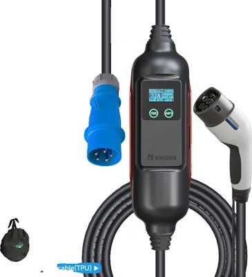 Obrázok produktu pre Prenosná nabíjačka Khons EV, výkon 7 kW, nastaviteľný prúd od 6A-32A, 7KW 32A 1FÁZA, typ 2