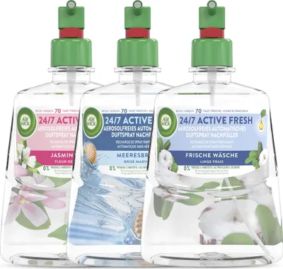 Produktbild von Air Wick Active Fresh Aerosolfreies Automatisches Duftspray Nachfüller Probierpaket 3 x 228ml