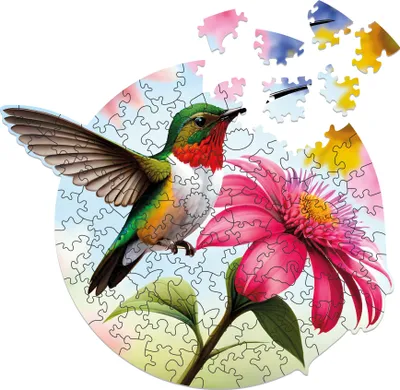 Produktbild von Milliwood Holzpuzzle Celebrating - Kolibri 24x20cm - 100 Teile - 8 Spezialteile