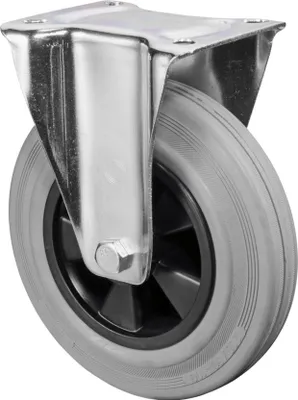 Produktbild von BS Rollen BS Transportrolle L410, Bockrolle, Rad-Ø 200 mm, Tragkr. 205 kg, Rollenlager, Lauffl. Gummi grau, Radk. Kunststoff