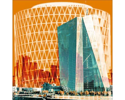 Produktbild von Glasbild Frankfurt Finanzviertel 50x50 cm