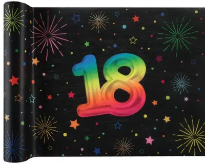 Produktbild von Tischläufer 18. Geburtstag bunt 3 m x 30 cm