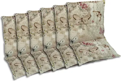 Produktbild von GO-DE Textil, Sesselauflage Niederlehner, 6er-Set, Farbe: beige, Maße ca.: 100 cm x 50 cm x 6 cm