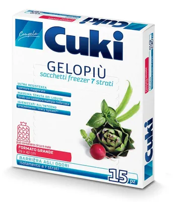 Produktbild von Cuki GeloPiù Gefrierbeutel, 7 Lagen, groß, 29 x 42 cm, 6 l, 15 Stück