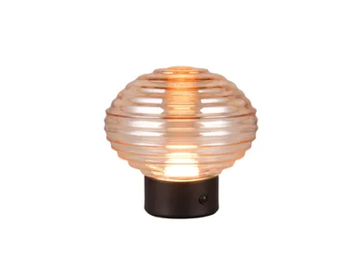 Productafbeelding van Oplaadbare tafellamp zwart Earl amber glas