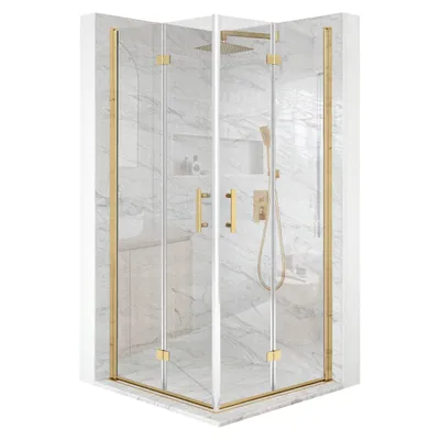 Produktbild von Duschkabine 100 x 100 cm, Schwingtür, goldfarbenes ESG-Glas 6 mm + Beschichtung
