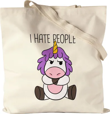 Produktbild von I Hate People Beutel  Lustig Einhorn unhöflich Spruch Geschenk Kollege Kollegin Jutebeutel Stoffbeutel Canvas