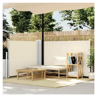 Produktbild von Ausziehbare Seitenmarkise für Sichtschutz, Sonnenschutz und Windschutz, 100x600cm, Creme