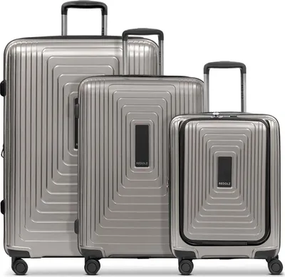 Produktbild von REDOLZ mit Laptopfach Essentials 14 Trolley Set 3-teilig ( S Exp. Front Pocket ) Coffee Grey Metallic taupe 54cm