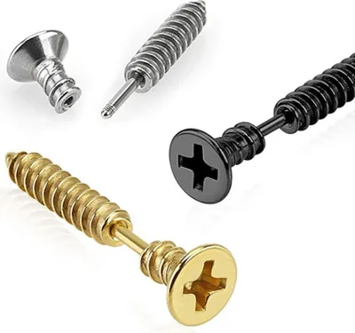 Produktbild von Tragus Cartilage Piercing Edelstahl Ohrstecker „Schraube“ Schwarz