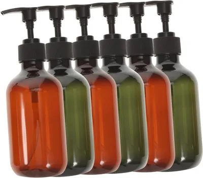 Produktbild von 6 nachfüllbare Pumpflaschen für Shampoo, 300ml, grün, leicht und tragbar aus PET und PP für Reisen und Camping