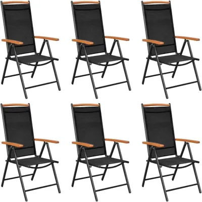 Produktbild von Klappbare Outdoor-Sitzstühle für den Garten, 6 Stück, Schwarz