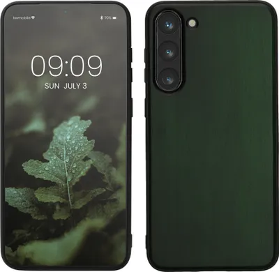 Produktbild von kwmobile Hülle kompatibel mit Samsung Galaxy S23 Plus Hülle - Holz Case - stoßfestes Handy Cover - TPU Handyhülle in Dunkelgrün