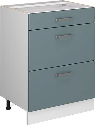Produktbild von Küchenunterschrank Vicco R-Line Blau-Grau 60 cm mit Schubladen, ohne Arbeitsplatte, Model 41147