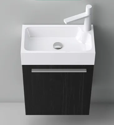 Produktbild von Mai & Mai Badmöbelset Badezimmermöbel Waschbeckenunterschrank in Schwarz Strukturiert und Waschbecken Weiß matt BxTxH 46x26x63cm Pisa