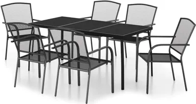 Produktbild von vidaXL 7-tlg. Garten-Essgruppe Anthrazit Stahl