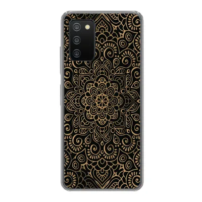Produktbild von MuchoWow® Handyhülle Schutzhülle Hülle für Samsung Galaxy A03s Goldenes Muster auf schwarzem Hintergrund Silikon Softcase Handy Hülle - Schutz