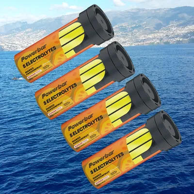 Produktbild von PowerBar 5Electrolytes 4 Röhrchen mit je 10 Tabletten a 4g. Mango Passionfruit