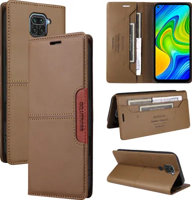Immagine prodotto di Custodia per Xiaomi Redmi Note 9, custodia in pelle flip wallet con slot per carte e supporto Brown