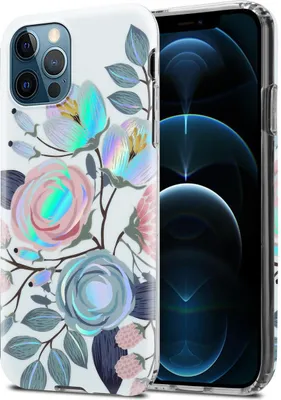 Produktbild von Cadorabo Hülle für Apple iPhone 12 PRO MAX Schutz Hülle mit Weiß TPU Etui Blumen Flower Cover Case