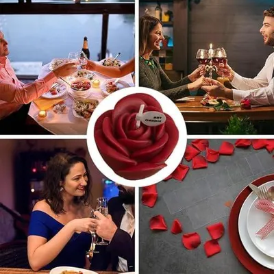 Produktbild von Romantische Aromatherapie-Kerzen in Rosenform – Rosenkerze und Teelicht für den Valentinstag