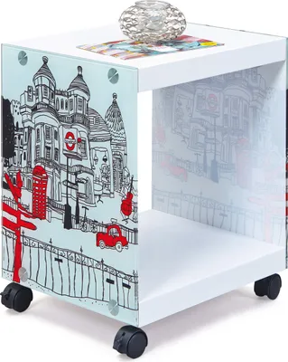 Produktbild von Inter Link Beistelltisch LONDONCUBE Weiß London Muster MDF