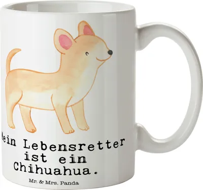 Produktbild von Mr. & Mrs. Panda Becher Chihuahua Lebensretter - Weiß - Geschenk, Pott, haferl, Keramiktasse, Kaffeebecher, Tasse
