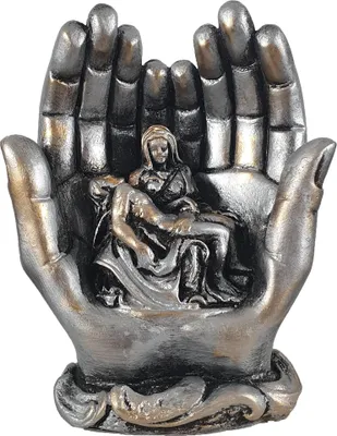 Produktbild von 14cm Alabaster Figur Pieta in Gottes Händen Silber