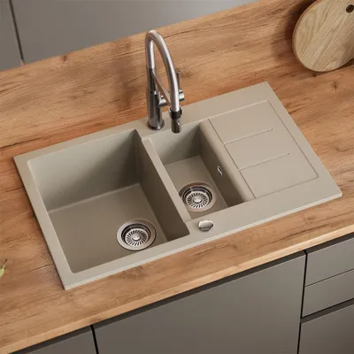 Immagine prodotto di Lavello Bergström Seattle Beige 80 x 50 cm con area di asciugatura, Model 57786