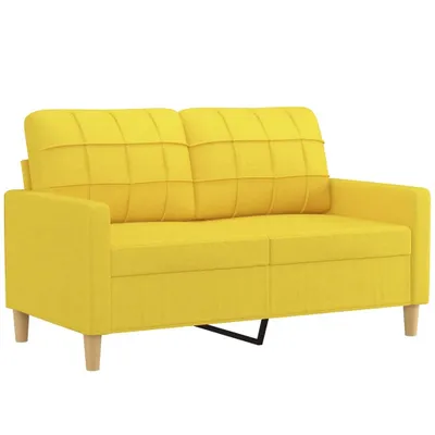 Produktbild von vidaXL 2-Sitzer-Sofa mit Zierkissen Hellgelb 120 cm Stoff