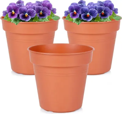Immagine prodotto di Vaso da giardino rotondo in plastica da 15 cm, 3 pezzi.