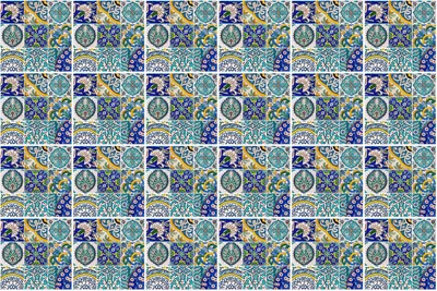 Produktbild von Fliesenaufkleber 20 x 20 cm – 24 Stück – Selbstklebend – Wasserfest – Pflegeleicht – Hitzebeständig – Für Küche & Bad – Mosaik mit Ornamenten