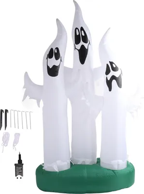 Obrázok produktu pre Halloween nafukovacie 3 duchovia 10 stôp vo vzduchu s LED svetlom pre vonkajšie záhradné trávnik dekorácie vyhodiť do vzduchu