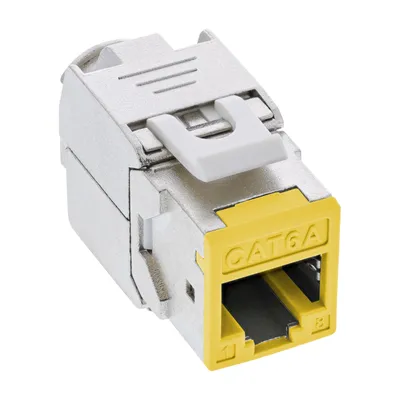 Produktbild von InLine Keystone RJ45 Buchse, geschirmt, Cat.6A, gelb 8er Pack, Flach, Gelb, RJ-45, LSA, Weiblich, Weiblich