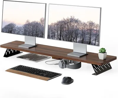 Produktbild von Monitorständer – 108 cm großer Monitorständer für 2 Monitore – Schreibtisch-Organizerständer für PC und Fernseher